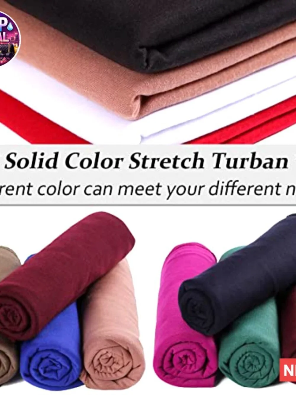 4 Pack Stretch Jersey Head Wrap Knit Turban Hairband Scarf Ultra Soft